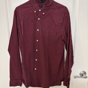 J. Crew Red and Black Casual Button Down Shirt